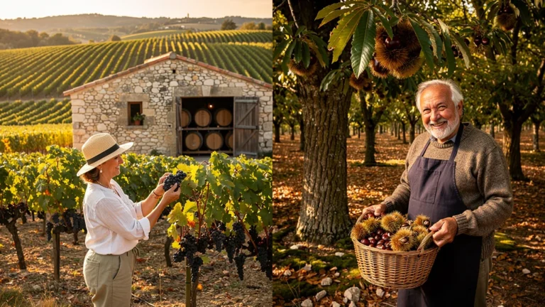 Comparaison gourmande entre séjour caves-vignobles et producteurs de châtaignes en Ardèche